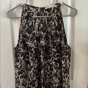 Violet & Claire Black and Cream Sleeveless Lace Top